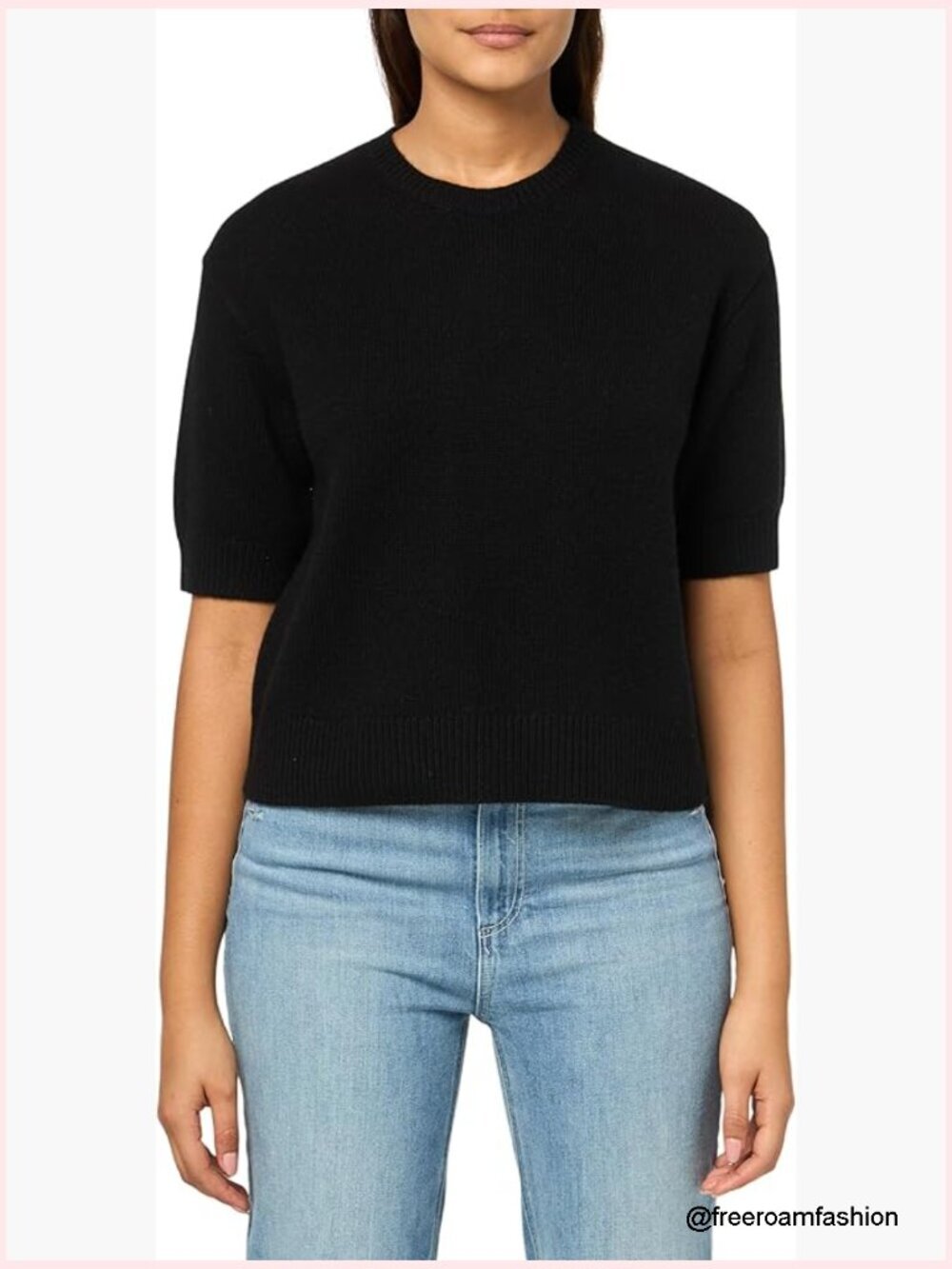 Cashmere Crew Neck Tee with Half Sleeves